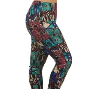 Plus Size High Waist Aztec Leggings